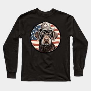 German Wirehaired Pointer 4th of July Long Sleeve T-Shirt